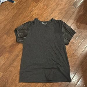 Vince Leather Sleeve t shirt. S